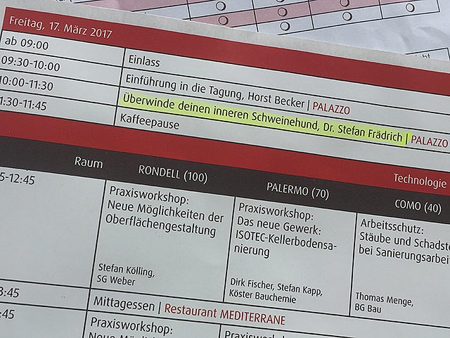 Dr. Stefan Frädrich mit Vortrag: Überwinde deinen inneren Schweinehund. 