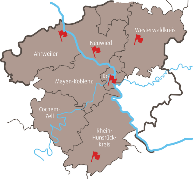 Vertriebsgebiet, Einsatzgebiet, Koblenz, Mayen-Koblenz, Westerwald, Kreis Ahrweiler, Rhein-Hunsrück-Kreis, 